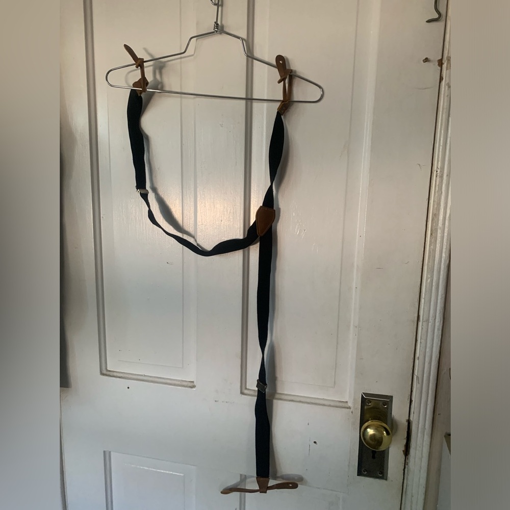 Black suspenders with leather straps